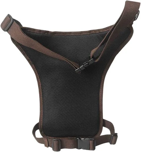 Vista 3 de Genda 2Archer Riñonera de lona con múltiples bolsillos Bolsa de pierna de senderismo ligera, Marrón