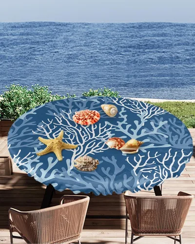 Vista 14 de Mantel ajustado para mesa redonda, mantel de otoño con hojas de otoño y calabaza de Acción de Gracias con borde elástico, mantel impermeable de Beige