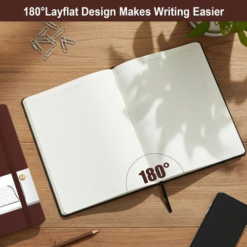 Vista 3 de ViVin Cuaderno A4 con rayas universitarias para el trabajo, diario de tapa dura de cuero de 8.5 x 11 pulgadas, 192 páginas, cuaderno rayado