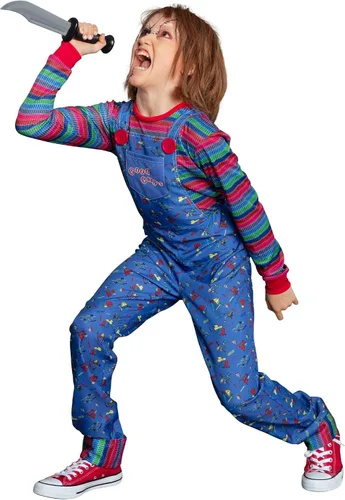 Vista 3 de Party City Chucky Halloween Costume for Girls, Childs Play, Includes Jumpsuit