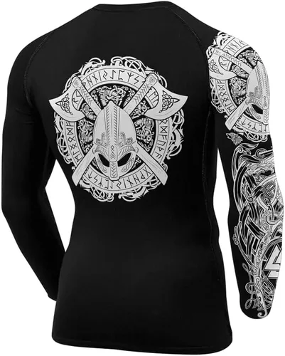 Vista 3 de Viking - Camiseta de compresión para hombre, manga larga, capa base para jiu jitsu