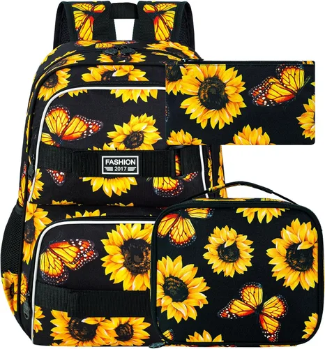 Vista 33 de Mochila para laptop, 16 pulgadas, bolsa escolar y bolsa de almuerzo, mochilas resistentes al agua para adolescentes, niñas, mujeres, estudiantes
