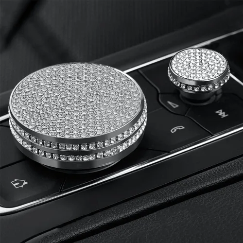 Vista 6 de 2 piezas de adornos brillantes para perillas de control central y multimedia, compatibles con Cadillac CT5 CT4, adhesivo para accesorio