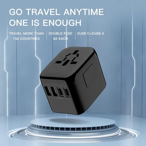Vista 7 de Adaptador de Viaje Universal, VYLEE 5 en 1 Adaptador de Corriente Internacional, 3.5A 2xUSB-A y 2xUSB-C Cargador de Pared, Enchufe Esencial de Viaje