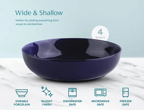 Vista 5 de KooK Tazón para pasta, ensaladeras, sopa, cuencos para servir, cerámica, gran capacidad, apto para microondas y lavavajillas, juego de 4, 40 onzas