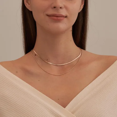 Vista 2 de CHESKY 14K GoldSilver Plated Snake Chain Necklace Herringbone Necklace Gold Choker Necklaces for Women Girl Gifts Jewelry 1.535MM(W) 14"16"(L)