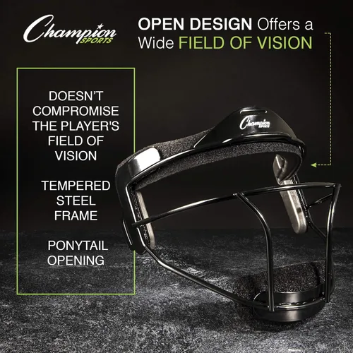 Vista 4 de Champion Sports Máscara facial de sóftbol de acero – Máscara de campo duradera para jóvenes y adultos, protección para jugar en interiores