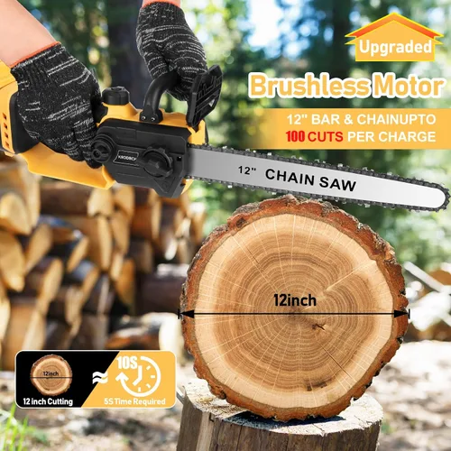 Vista 7 de Mini motosierra inalámbrica compatible con batería Dewalt de 20 V (sin batería) motosierra eléctrica de mano sin escobillas de 12 pulgadas