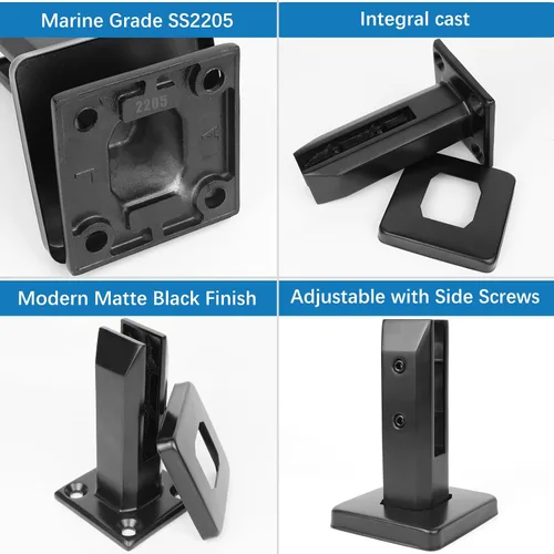 Vista 7 de LukLoy Marine Grade SS2205 - Abrazadera de vidrio para valla de piscina para proyectos de ciudades costeras / interiores, resistente a la corrosión