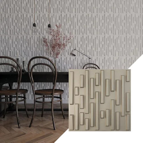 Vista 31 de Ekena Millwork 19 5/8 pulgadas de ancho x 19 5/8 pulgadas de alto, ladrillo escalonado EnduraWall decorativo 3D, cobre envejecido