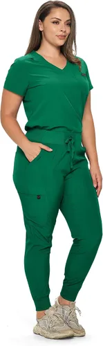Vista 2 de Conjunto de ropa quirúrgica elástica para mujer en pantalones regulares y pequeños con parte superior para mujer