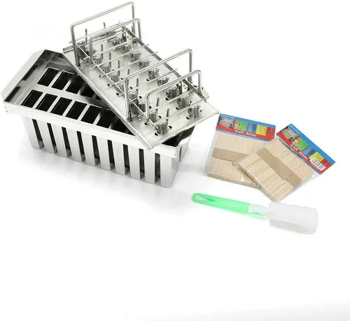 Vista 8 de Moldes para paletas, 20 moldes de acero inoxidable para helados Pop Ice Pop Lolly Paletas Barras de paletas para bricolaje helado helado
