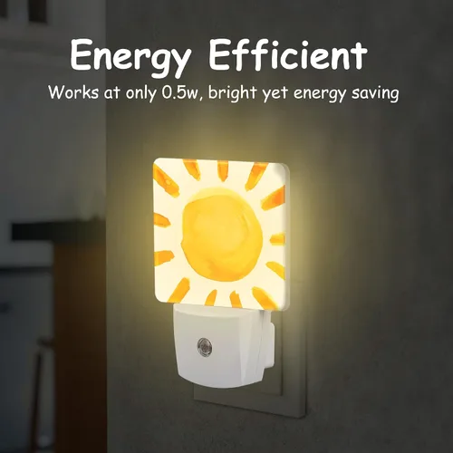 Vista 5 de Luz nocturna, estilo bohemio, acuarela, luz nocturna enchufable, sensor automático del atardecer al amanecer, lámpara LED de eficiencia energética