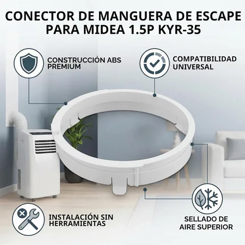 Vista 6 de Conector de manguera de aire acondicionado, adaptador de interfaz de conducto de escape ajustable ABS para aire acondicionado móvil 1.5P KYR 35
