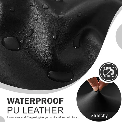 Vista 2 de Vctops - Funda elástica de 6 piezas para sofá biplaza reclinable, de cuero sintético impermeable, protector de muebles antideslizante con borde Negro