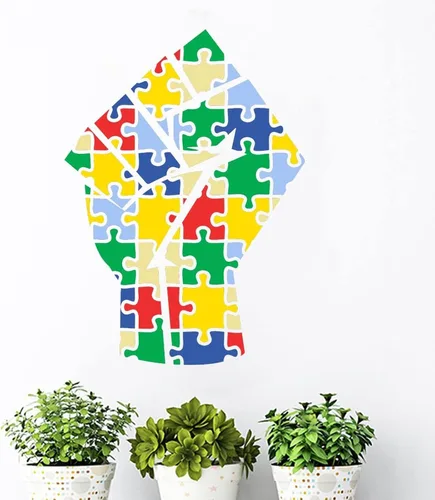 Vista 8 de Calcomanía de vinilo para la pared, diseño de corazón para autismo, rompecabezas de apoyo autista, decoración de pared, decoración de pared