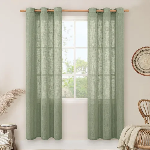 Vista 144 de LAMIT Cortinas de lino marrón caramelo para sala de estar, 84 pulgadas, de lino sintético, texturizado, filtrante de luz, paneles de privacidad