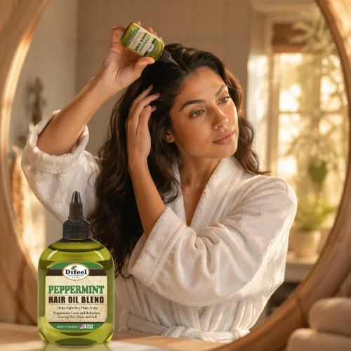 Vista 5 de Difeel Mezcla de aceite para el cabello de menta, tamaño de viaje, 2.5 onzas Peppermint