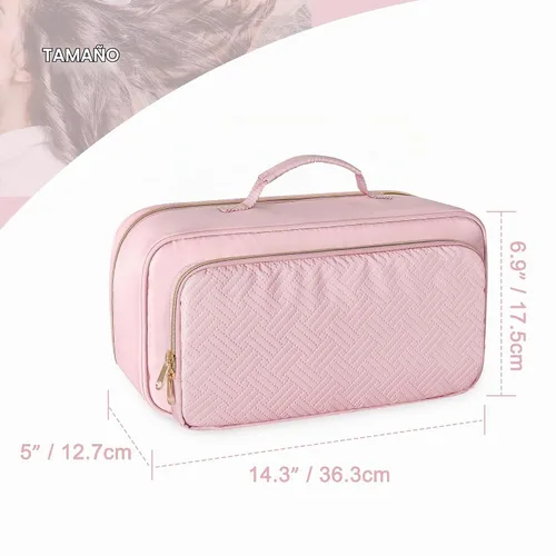 Vista 5 de Fasrom Bolsa de viaje para herramientas capilares compatible con Shark Rosa