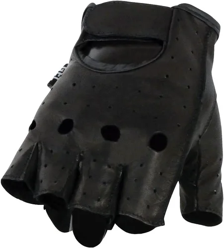 Vista 4 de Milwaukee Leather SH195 Open Knuckles - Guantes de piel sin dedos para hombre con palma de gel