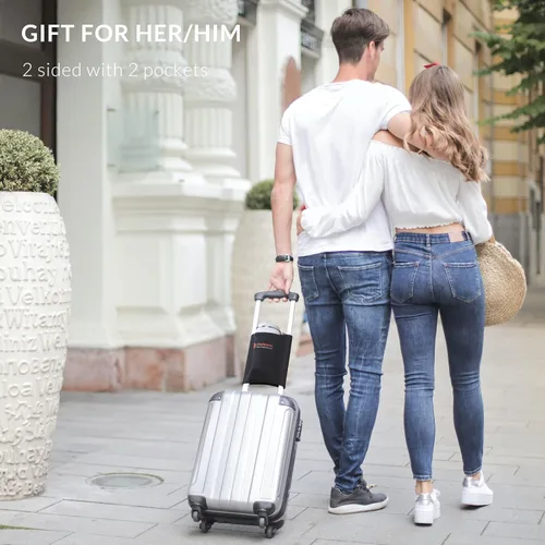 Vista 8 de simpletome Portavasos para equipaje con manos libres, accesorio para bolsa de bebidas, estilo simple, materiales elásticos, fácil de instalar