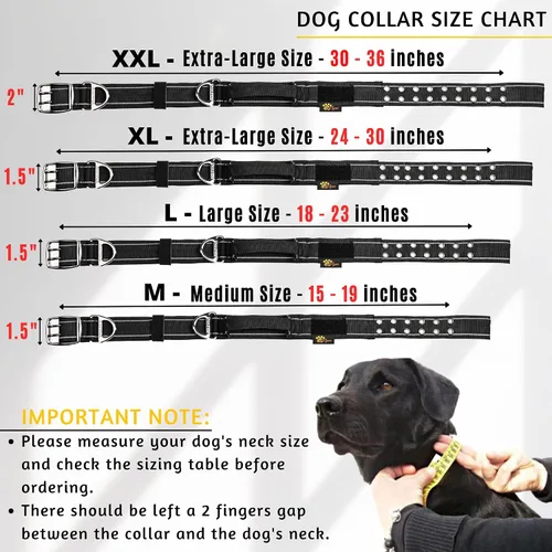 Vista 4 de ADITYNA Collar de perro resistente para perros extragrandes, collar negro reflectante XL con asa para entrenar y caminar, ancho, grueso, táctico