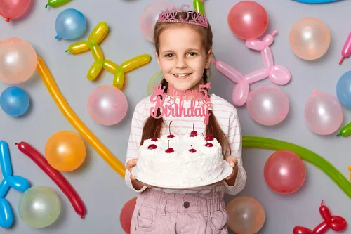 Vista 7 de Banda y Tiara de Cumpleaños de 5 Años con Vela, Banda de Cumpleaños de "Es Mi Cumpleaños" con Corona de Diamantes de Imitación y Globo para Niñas