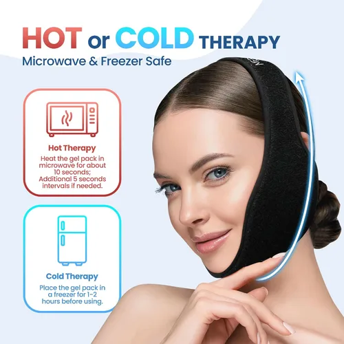 Vista 4 de LotFancy Envoltura para la Cabeza con Paquete de Hielo para Muelas del Juicio, Paquete de Hielo Facial para Alivio del Dolor de Muelas y Mandíbula