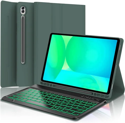Vista 11 de Funda con teclado para Samsung Galaxy Tab A11 Plus / A9 Plus de 11 pulgadas, con retroiluminación Bluetooth A9+ con soporte para bolígrafo S