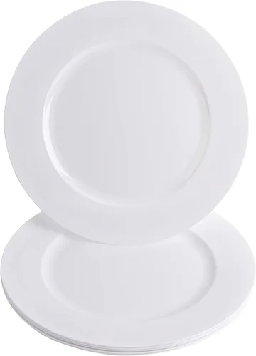 Vista 12 de PARTY BARGAINS Placas de carga de 13 pulgadas, paquete de 4, borde dorado transparente, cargadores desechables resistentes para comedor elegante Un