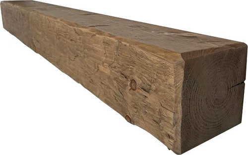 Vista 3 de J.H.Yoder Timbers 6" x 8" x 60" Viga de chimenea rústica maciza de madera de pino labrada a mano por artesanos Amish, de origen sostenible