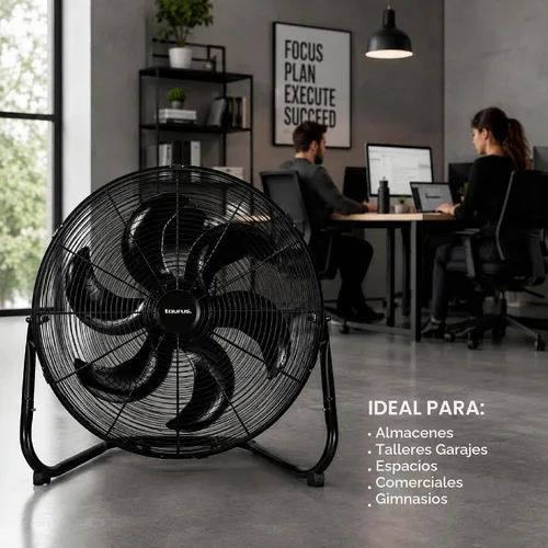 Vista 6 de Taurus FLASH - Ventilador industrial de piso de 20 pulgadas, ventilador de parrilla de metal de alta velocidad con cuchillas de plástico
