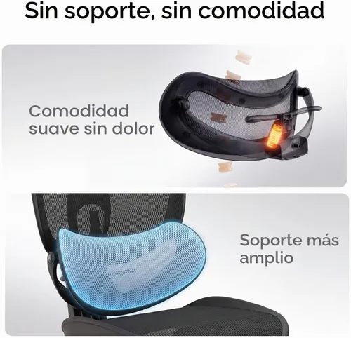 Vista 6 de SIHOO Silla ergonómica de escritorio de oficina, soporte adaptativo de Negro