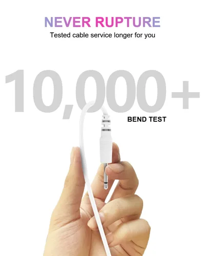 Vista 4 de Cable de carga USB DC de 0.098 in Cable de cargador de CC de 2.7 pies de repuesto para masajeador-paquete de 3 (blanco)