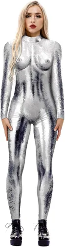 Vista 5 de Honeystore - Enterizo para disfraz de esqueleto para mujer, para Halloween, malla entera, leotardo, para cosplay Color06