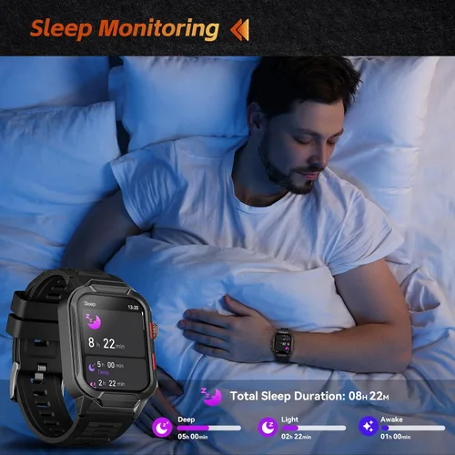 Vista 6 de Relojes inteligentes para hombres (respuesta/hacer llamadas), reloj inteligente de fitness de 1.96 pulgadas con frecuencia cardíaca, oxígeno