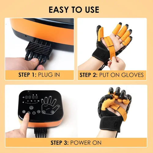 Vista 6 de Guantes robot de rehabilitación, equipo robótico de terapia de accidente cerebrovascular para adultos, dispositivo robótico de recuperación de Negro