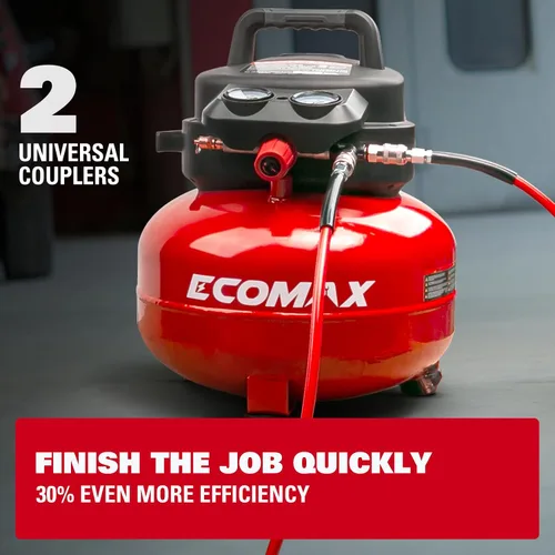 Vista 5 de Compresor de aire, compresor de aire para panqueques de 6 galones, máximo 150 PSI, 2.6 CFM @90 Psi, compresor de panqueques sin aceite para el hogar