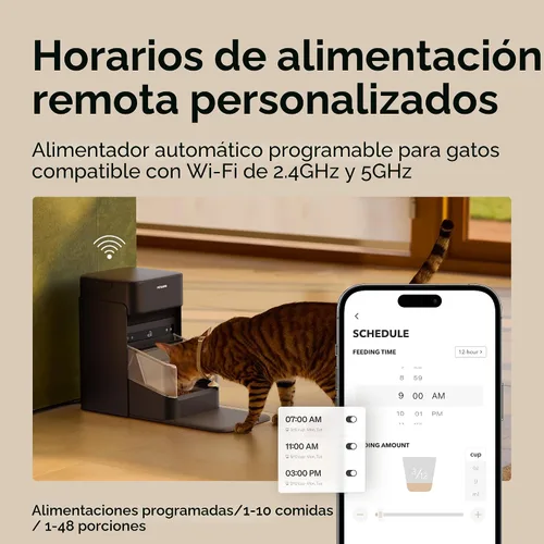 Vista 7 de PETLIBRO Alimentadores RFID para 2 gatos, sensor de collar para comidas personalizadas, reconocimiento de gatos, seguimiento de dieta y antirrobo