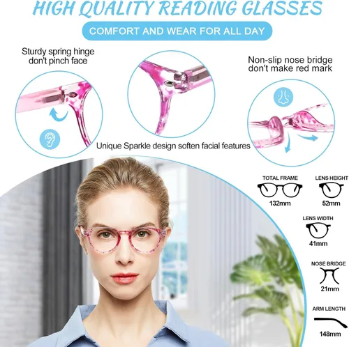 Vista 5 de Gafas de lectura Occhi Chiari para ordenador, filtro que bloquea la luz azul, gafas de vista cansada, lentes anti brillo con protección UV