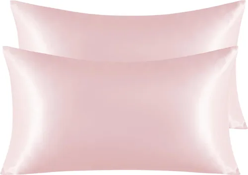 Vista 53 de NTBAY Paquete de 2 fundas de almohada estándar de satén para cabello y piel, lujosas y sedosas fundas de almohada con cierre de sobre, 20 x 26