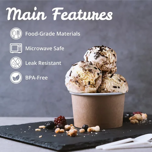 Vista 6 de MATICAN Vasos de papel para helado, 100 cuencos de postre desechables de 5.5 onzas para alimentos calientes o fríos, suministros de fiesta de 5.5