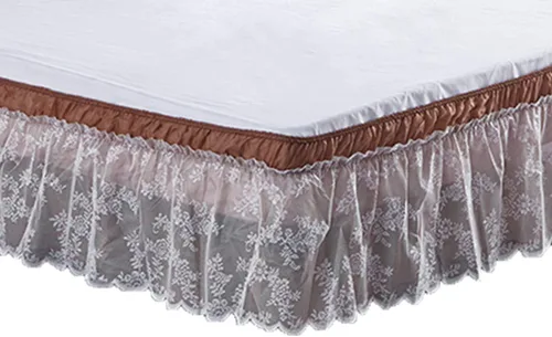 Vista 12 de Falda de cama de encaje envolvente Falda de cama con volantes Cubierta de polvo Funda de cama con volantes