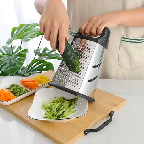 Vista 7 de Rallador de queso, rallador de caja de 4 lados, rallador de alimentos para queso, parmesano y verduras, apto para lavavajillas para cocina