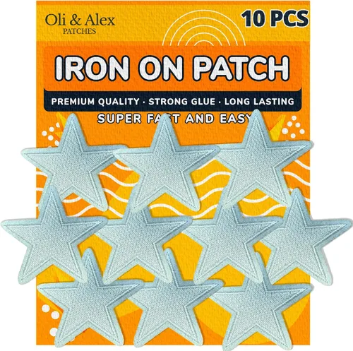 Vista 13 de Parches para planchar - Parche de estrella blanca para planchar en 1 unids Parche bordado Applique Star S-43