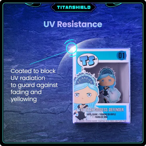 Vista 3 de TitanShield Funda protectora de platino de 0.020 in resistente a los rayos UV y a los arañazos, compatible con Funko, figuras de vinilo de 4