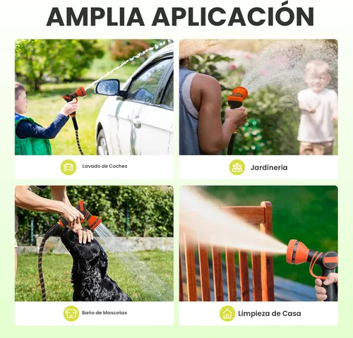 Vista 5 de Giraffe Tools Manguera de jardín no expandible de 25 pies y 1/2 pulgadas, ligera, flexible, para agua, 600 psi, con 9 funciones de pulverización