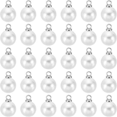 Vista 51 de PATIKIL Abalorio de perlas, 100 cuentas de perlas de imitación de perlas colgantes para bricolaje para hacer joyas, pulseras, aretes, collares Beige