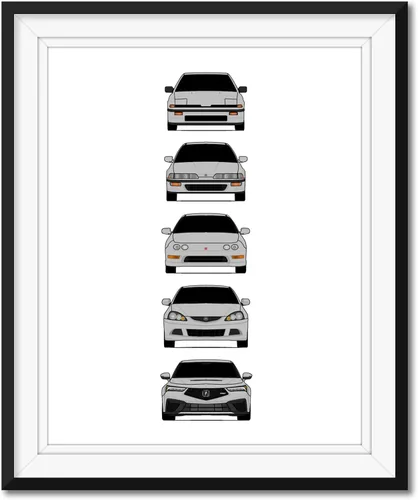 Vista 20 de Custom Car Posters Póster hecho a mano compatible con Acura Integra Evolution Generations e impresión de Acura Integra, multicolor, 8 x 10 pulgadas