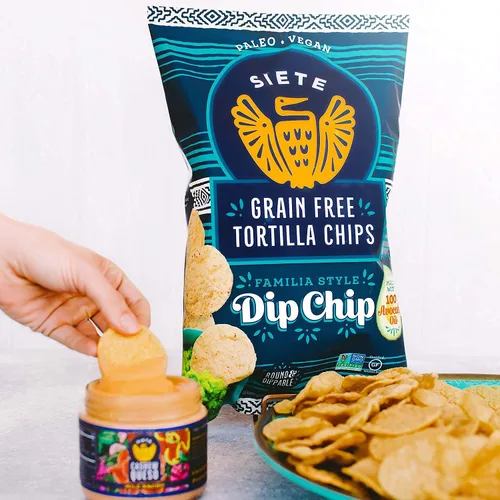 Vista 3 de Siete Chips de tortilla sin granos, sin gluten, aprobados por Whole30, paleo, vegano, sin OMG, chips de inmersión, 5 onzas (paquete de 3)